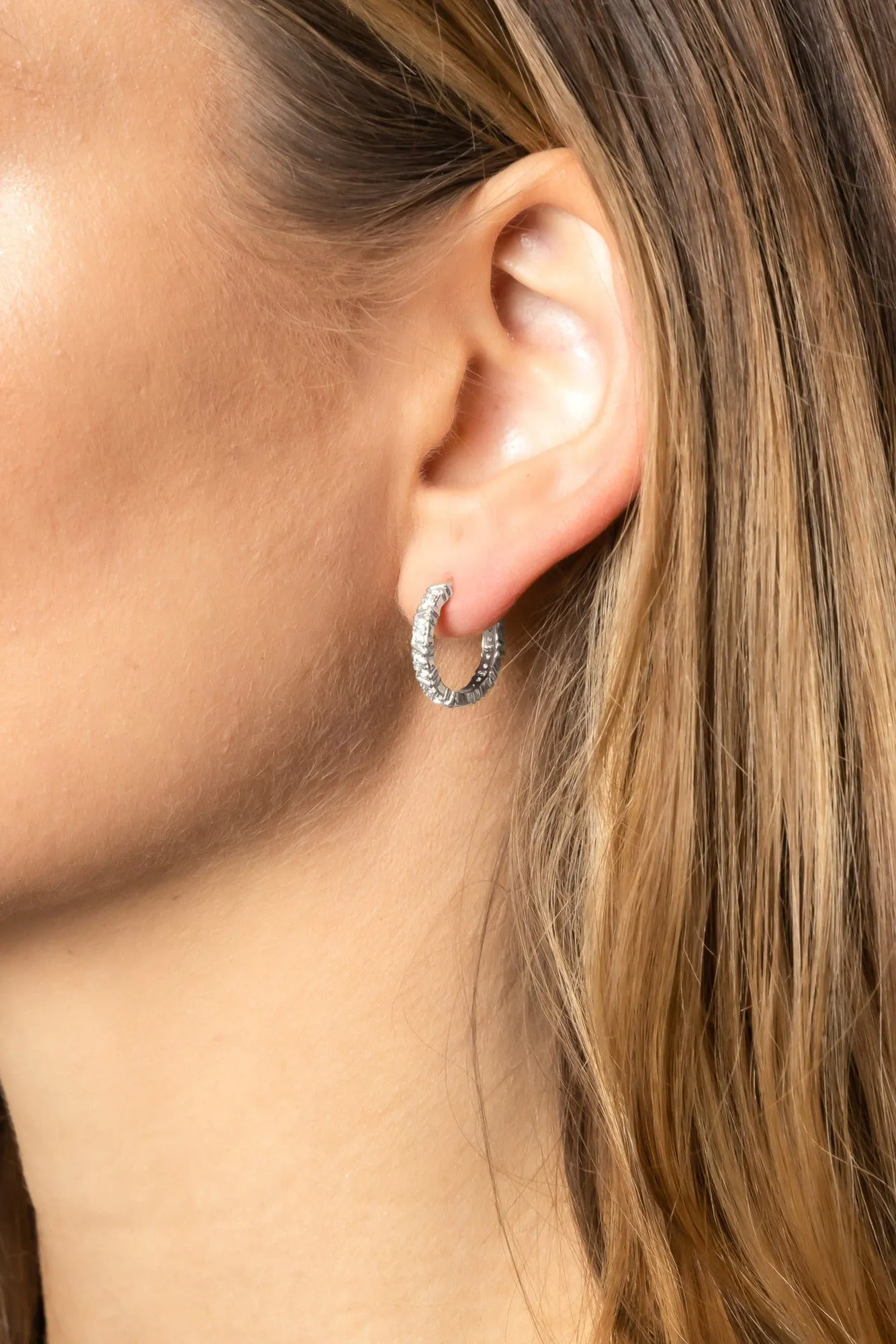 SJE310183 14K Gold Dipped CZ Paved Hoop Earrings