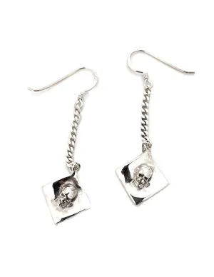 Skull Dangle Silver Earrings