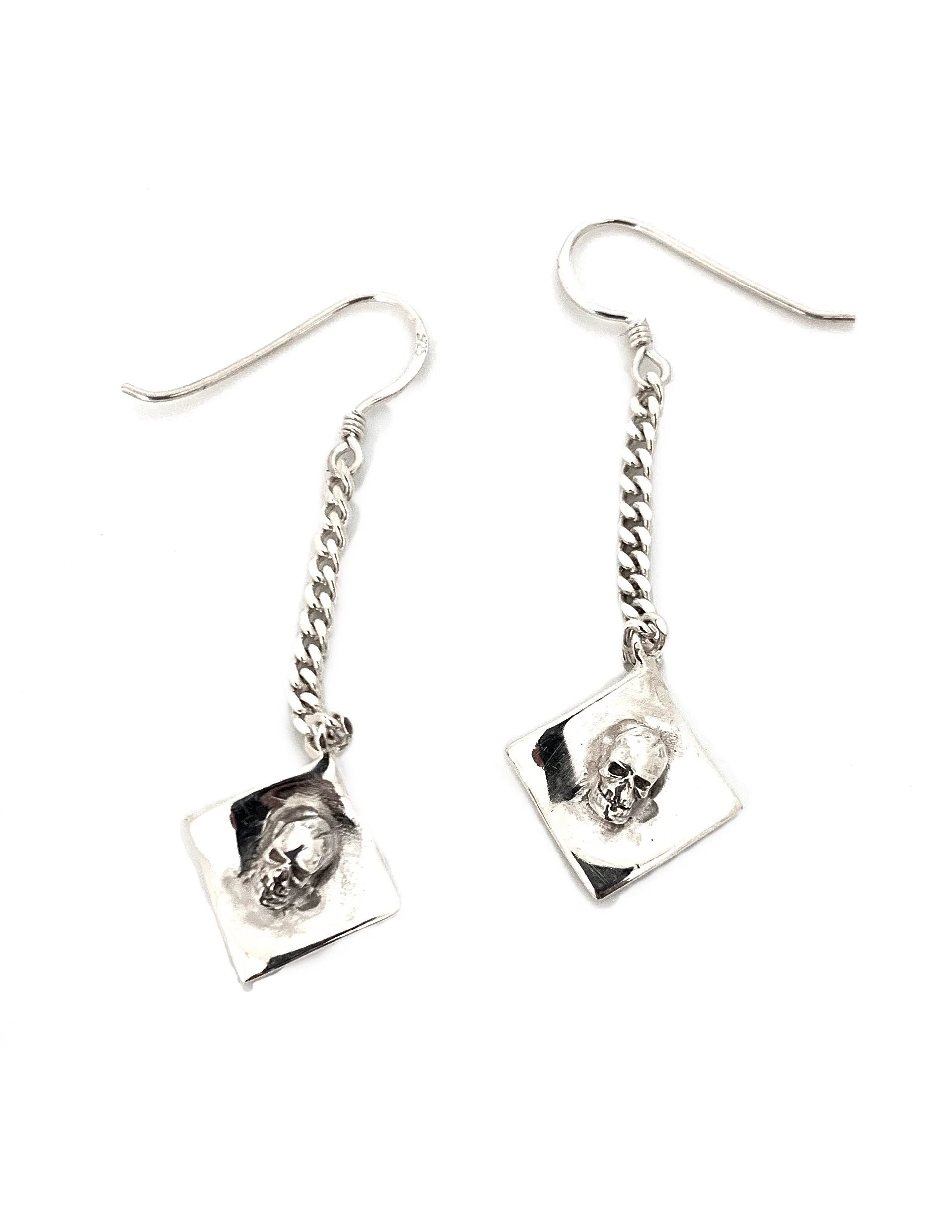 Skull Dangle Silver Earrings