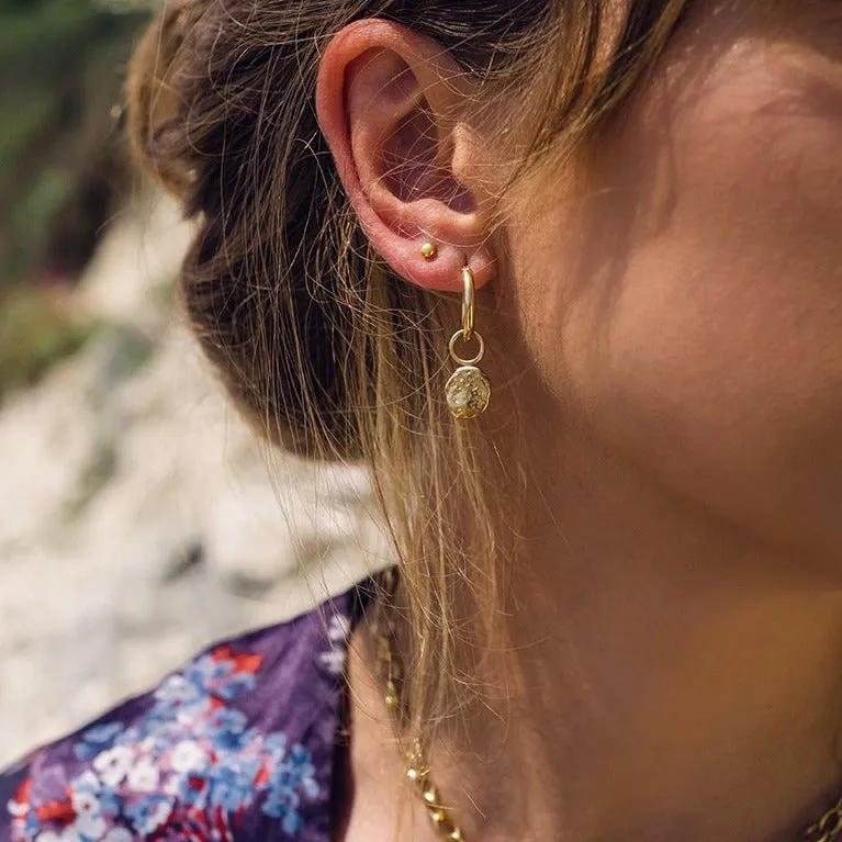 Small Molten Coral Rock Earring