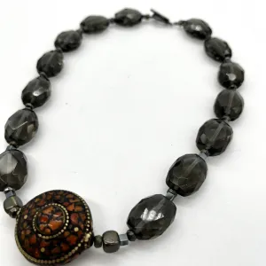 Smokey Quartz and Coral Bead Necklace