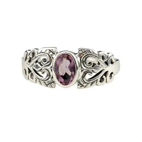 Solitaire Amethyst Ring & Filigree Sterling Silver