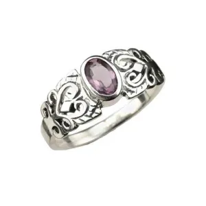 Solitaire Amethyst Ring & Filigree Sterling Silver