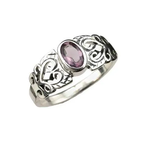 Solitaire Amethyst Ring & Filigree Sterling Silver