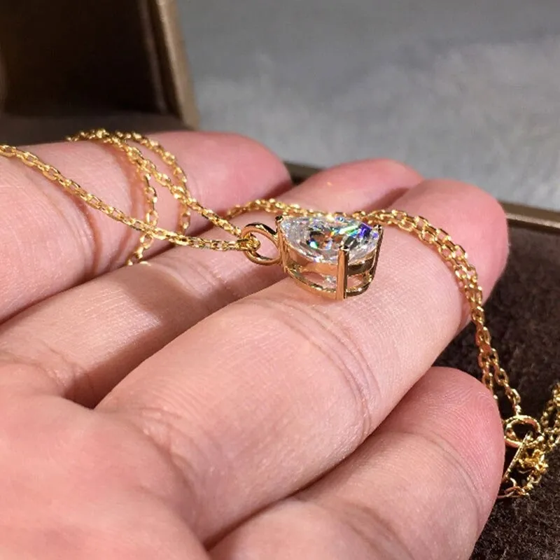 Sparkling Pear Moissanite Necklace