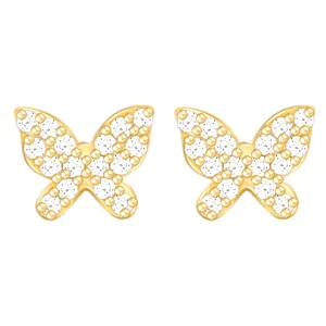 Sterling Silver Hypoallergenic 18k Gold Plated Stud Earrings (Butterfly Affair)