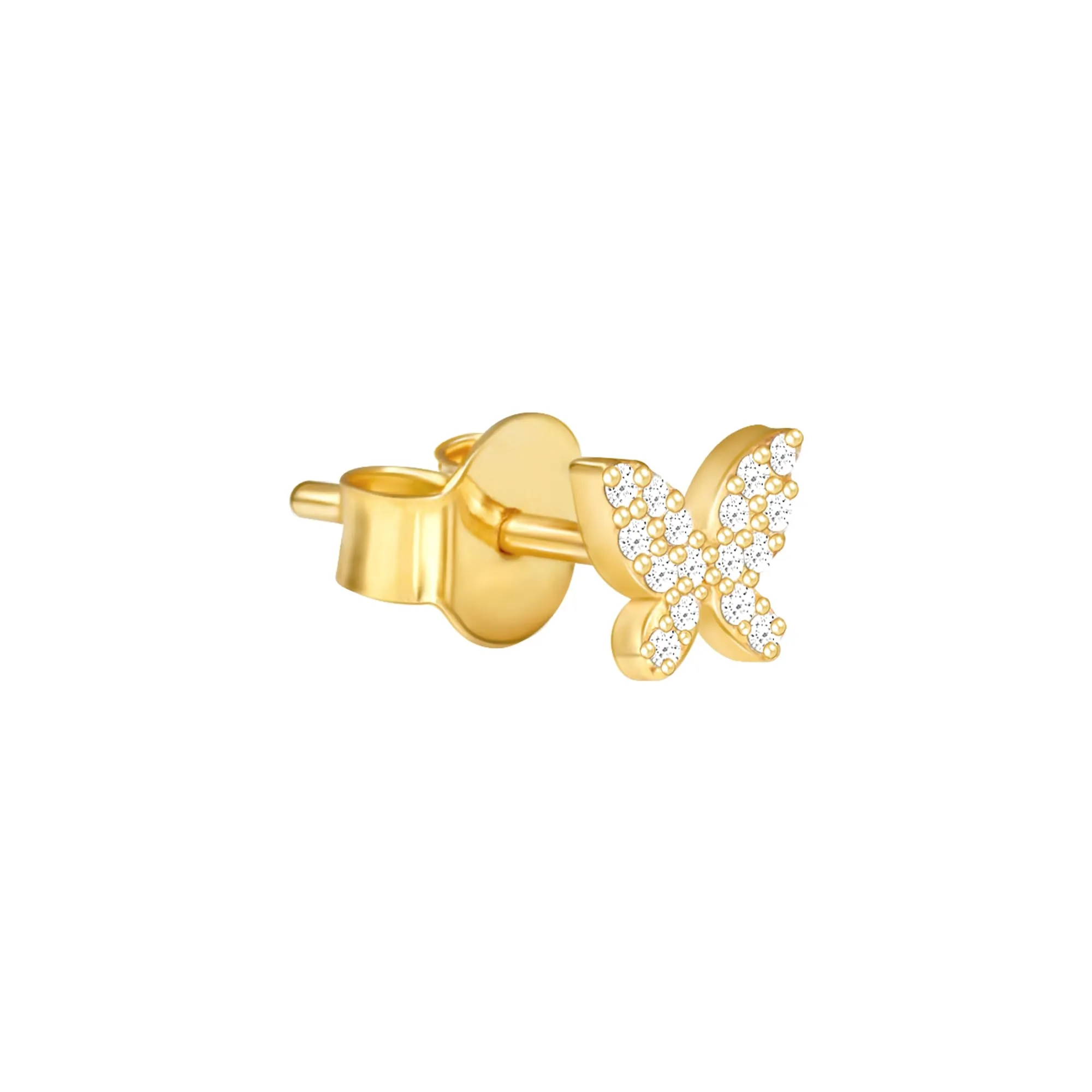 Sterling Silver Hypoallergenic 18k Gold Plated Stud Earrings (Butterfly Affair)