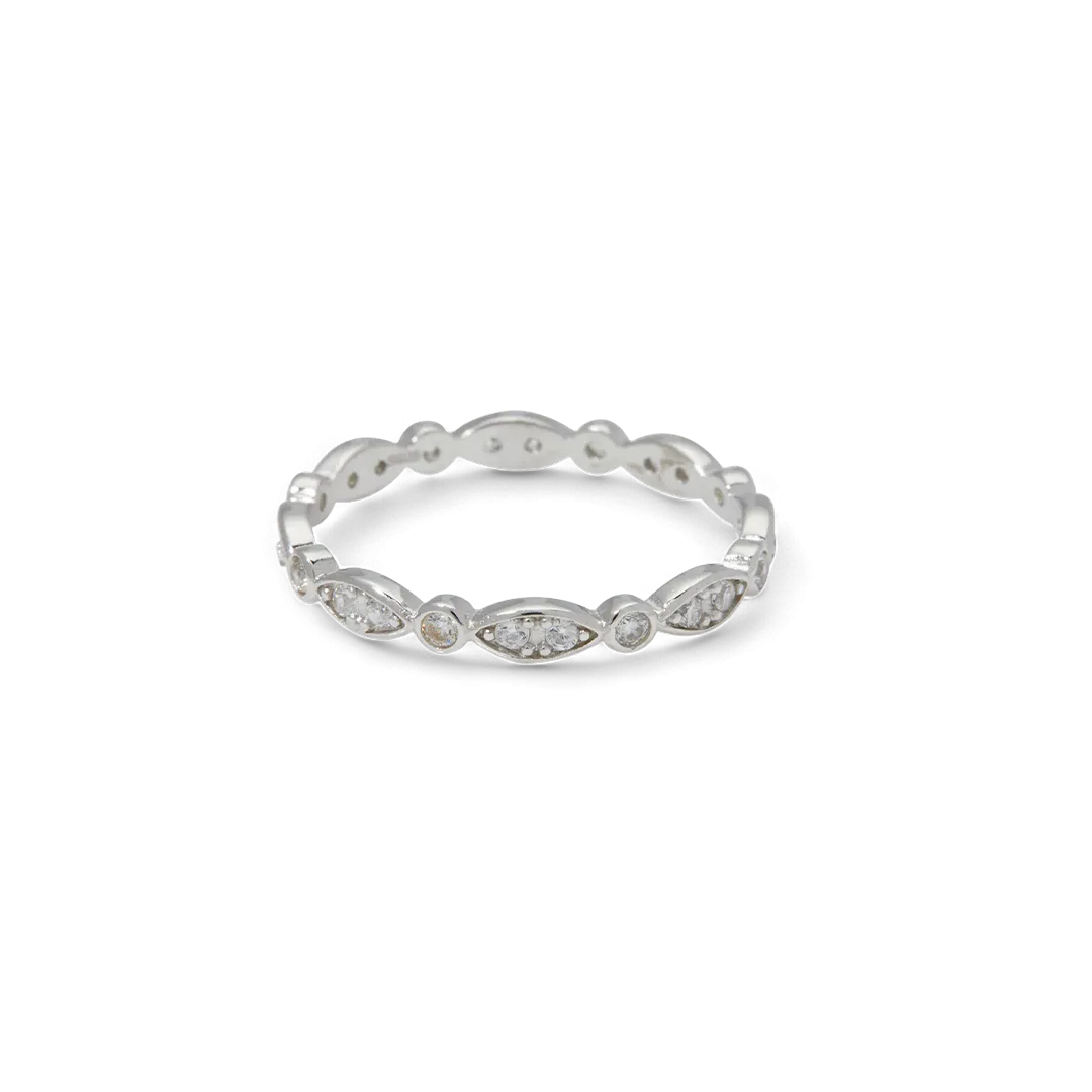 Sterling Silver Marquis and Dot Band