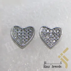 Sterling Silver Rhodium Vermeil Heart Full Zircon Frame Earring