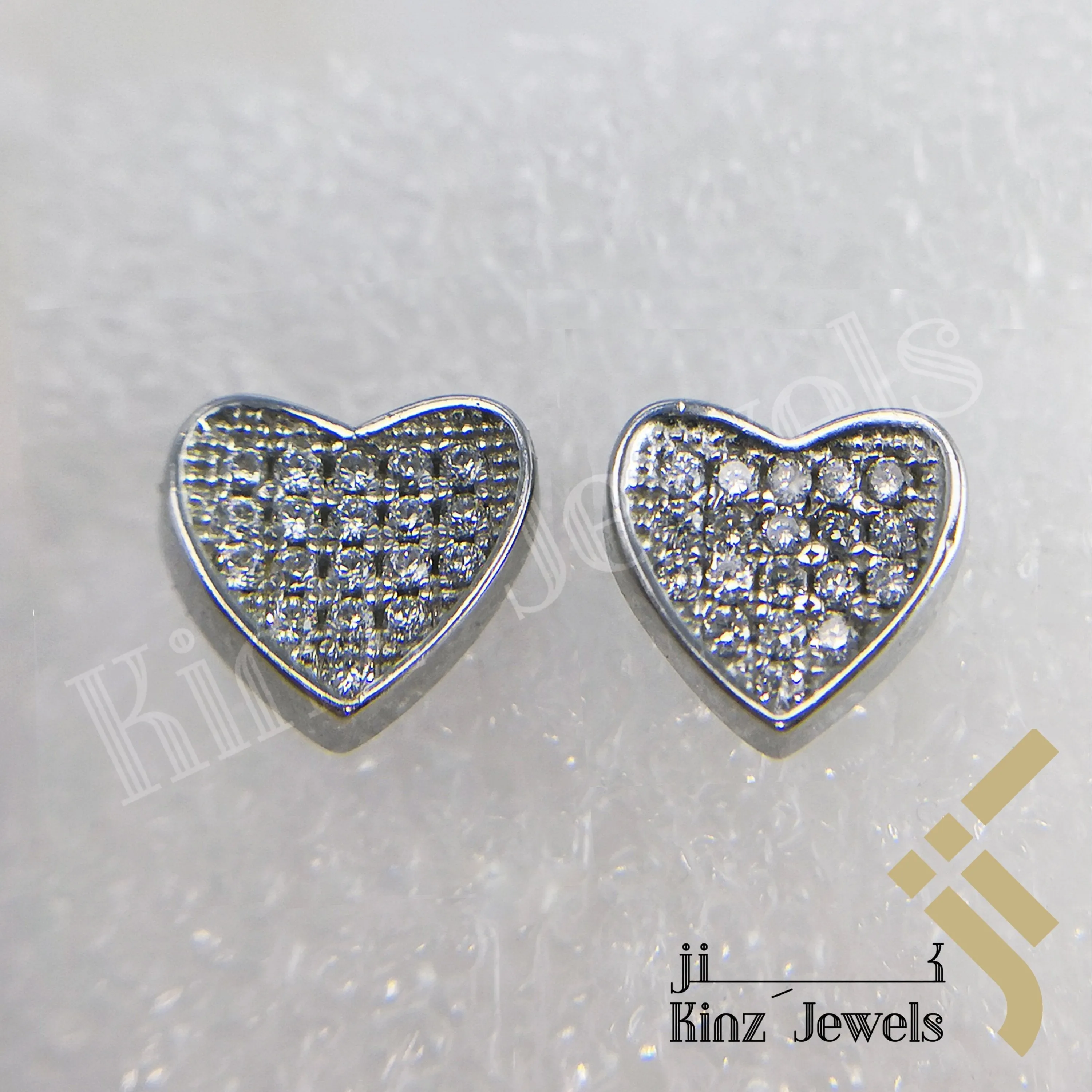 Sterling Silver Rhodium Vermeil Heart Full Zircon Frame Earring