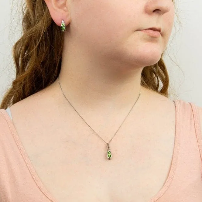 Sterling Silver Teardrop Peridot Crystals Pendant P5100G