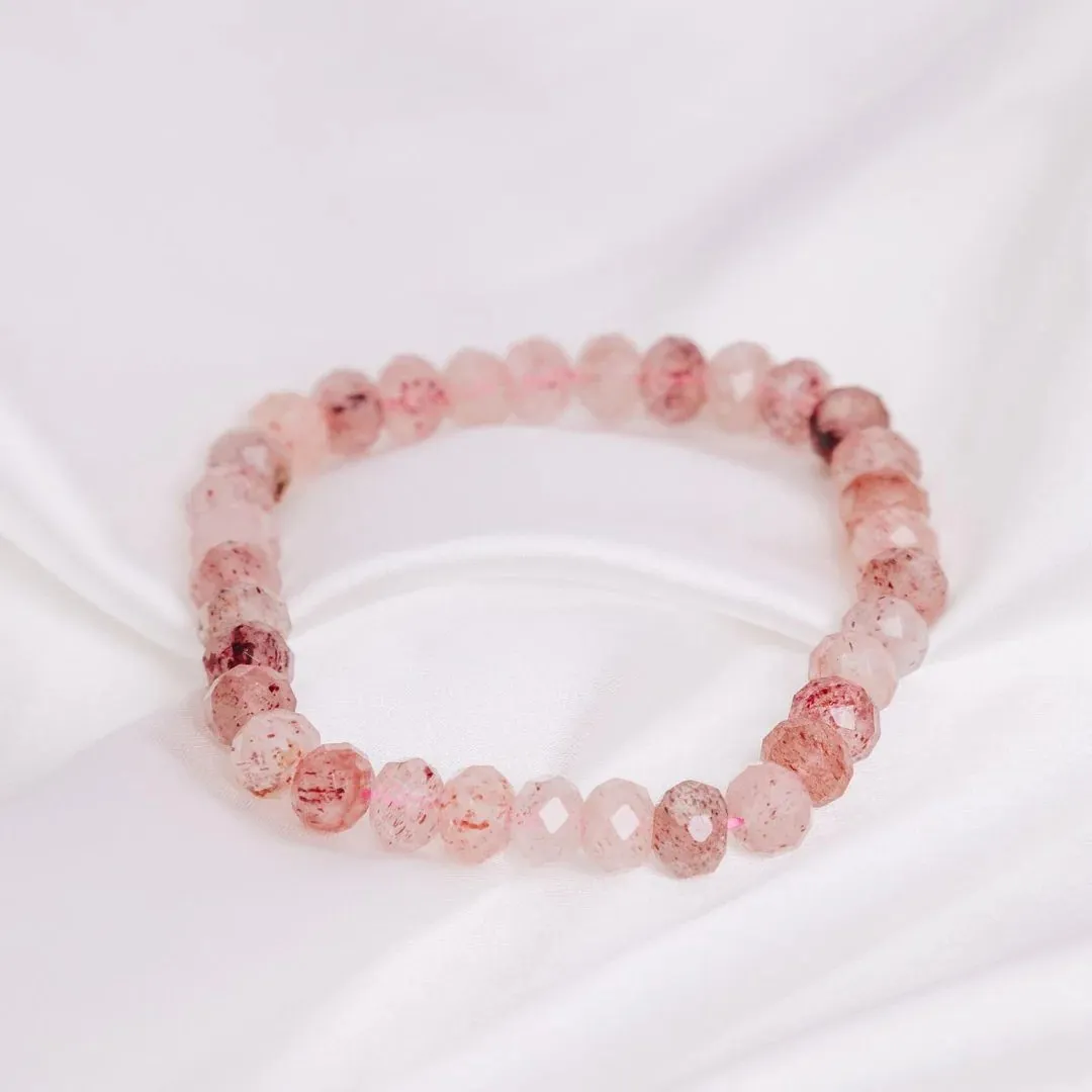 Strawberry Quartz Facetted Button Bracelet