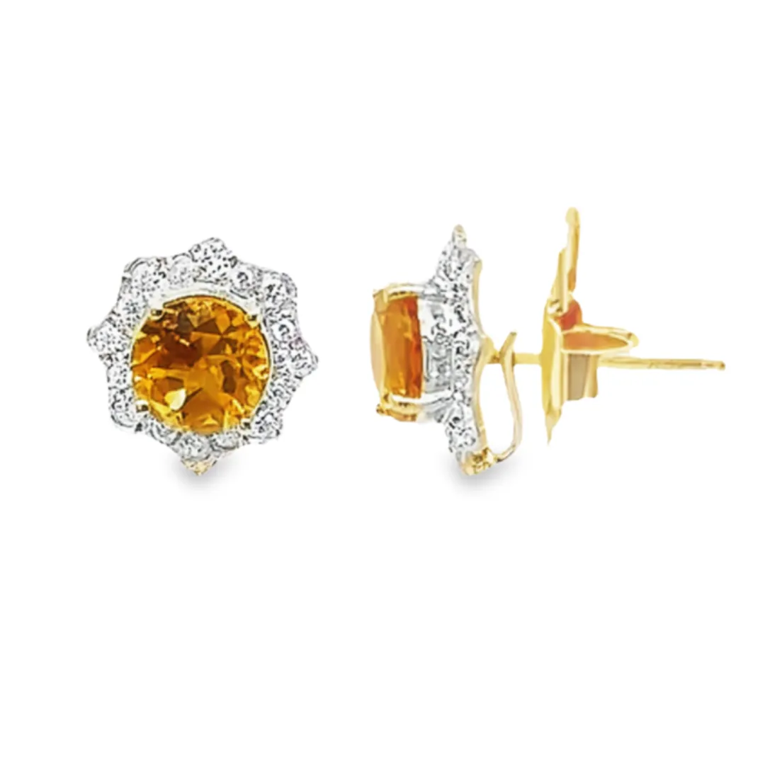 SW Sunflower Diamond Gemstone Earrings (More colors available)
