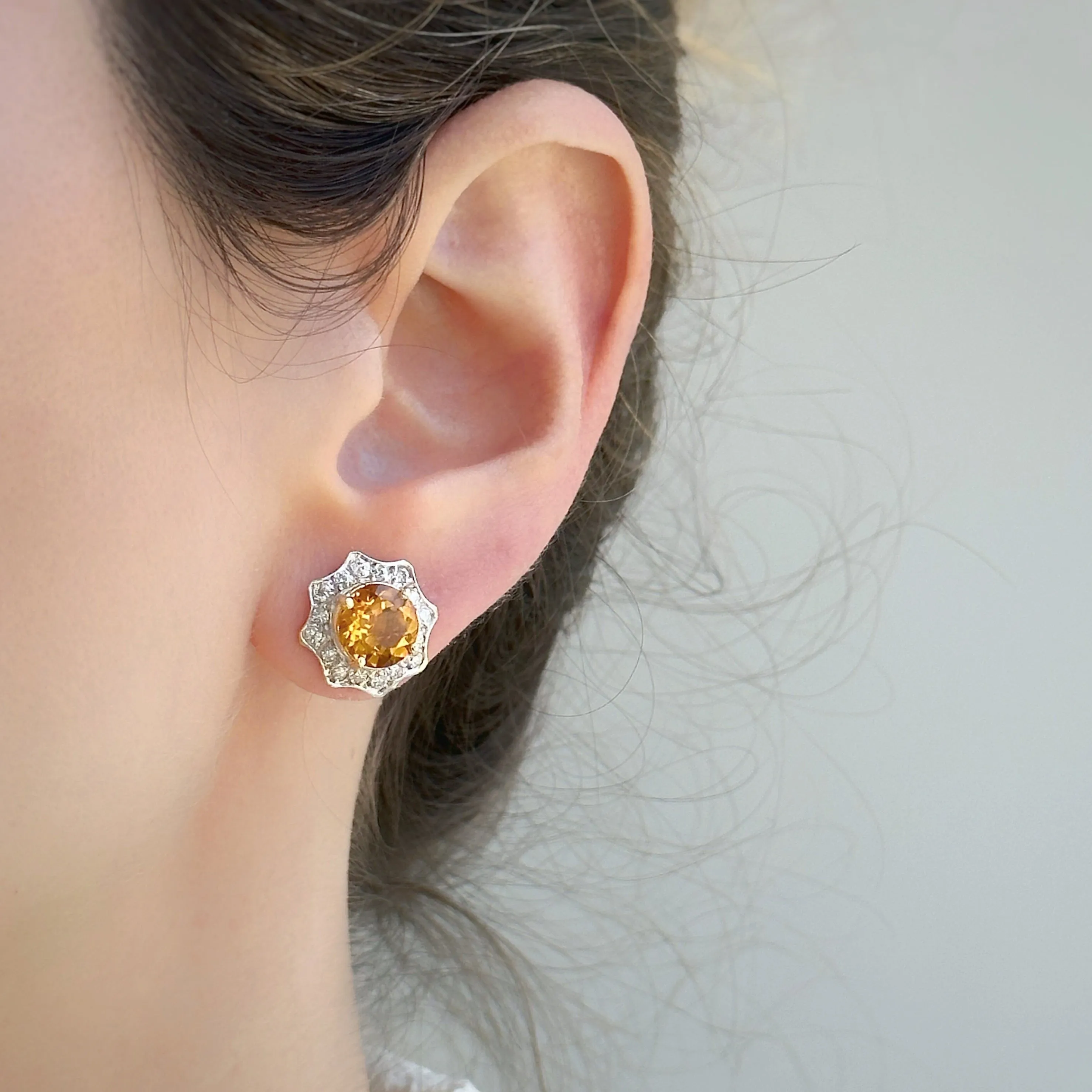 SW Sunflower Diamond Gemstone Earrings (More colors available)