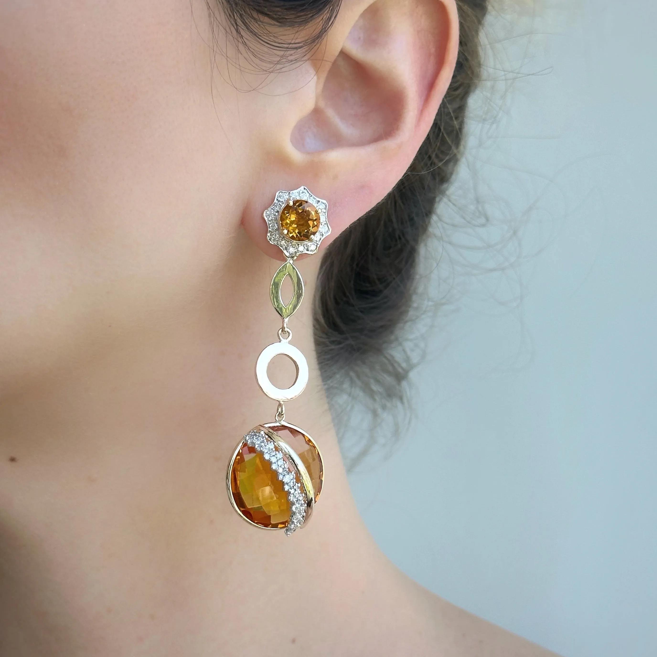 SW Sunflower Diamond Gemstone Earrings (More colors available)