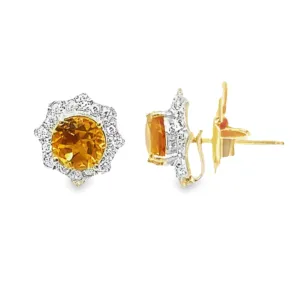 SW Sunflower Diamond Gemstone Earrings (More colors available)