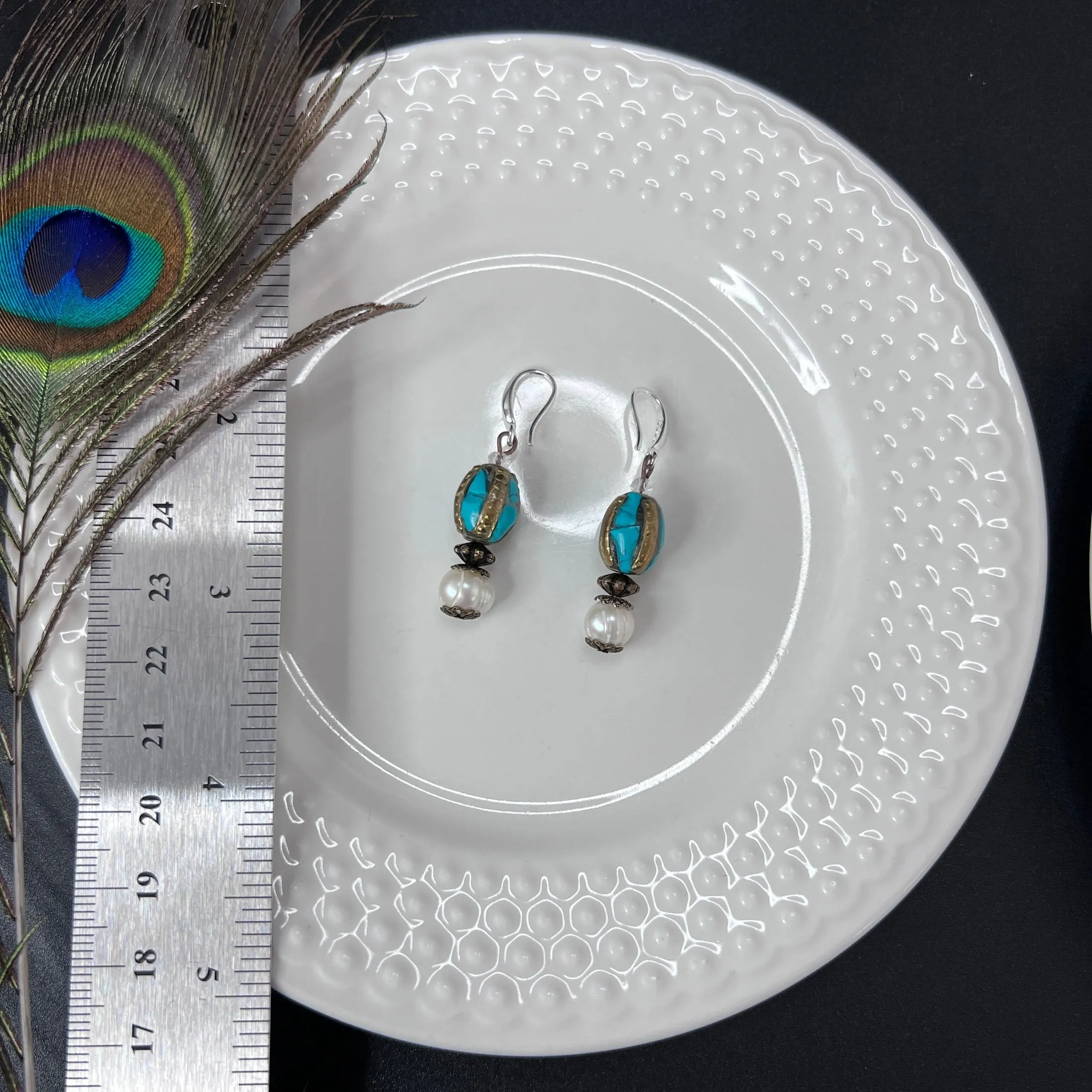 Tibetan and Pearl Earrings