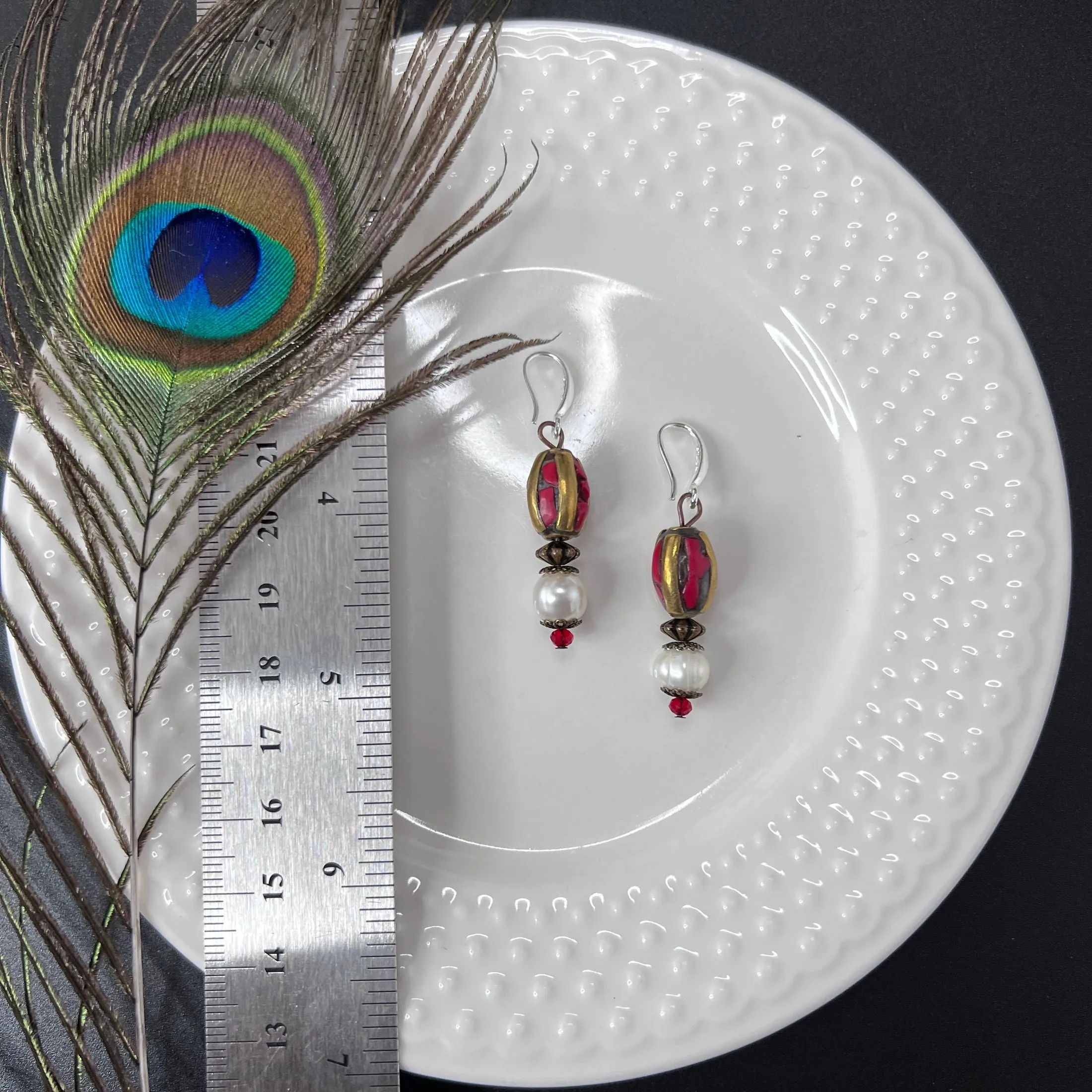 Tibetan and Pearl Earrings