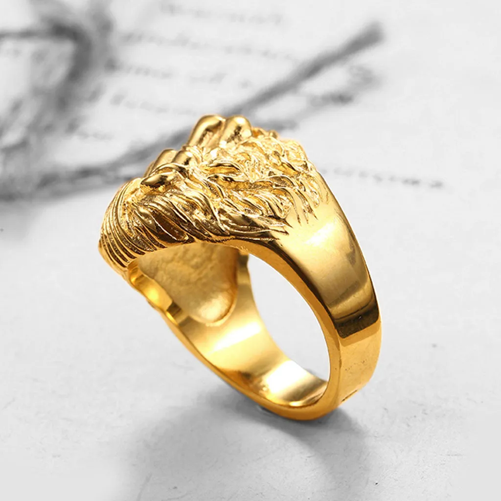 TINY LION HEAD SIGNET RING