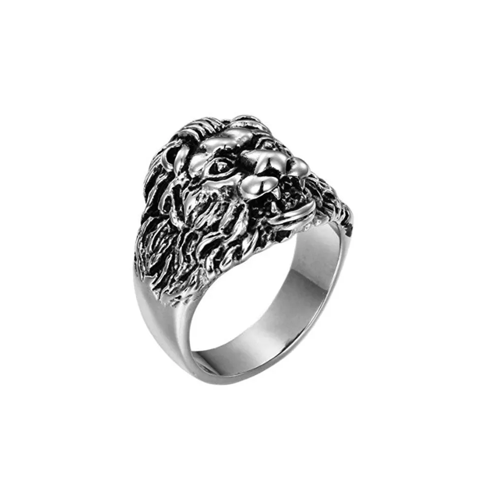 TINY LION HEAD SIGNET RING