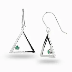 Triangulo: Emerald & Diamond Drop Earrings