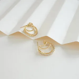 Triple Pave Gold 13mm Hoop Earrings