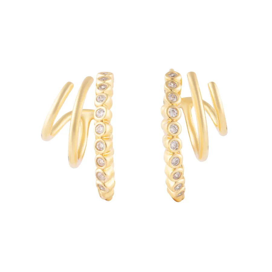 Triple Pave Gold 13mm Hoop Earrings