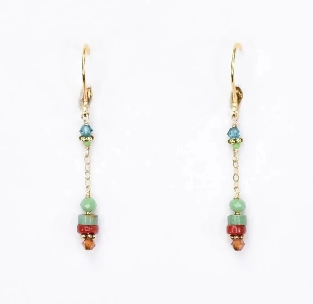 Turquoise and Coral Earrings