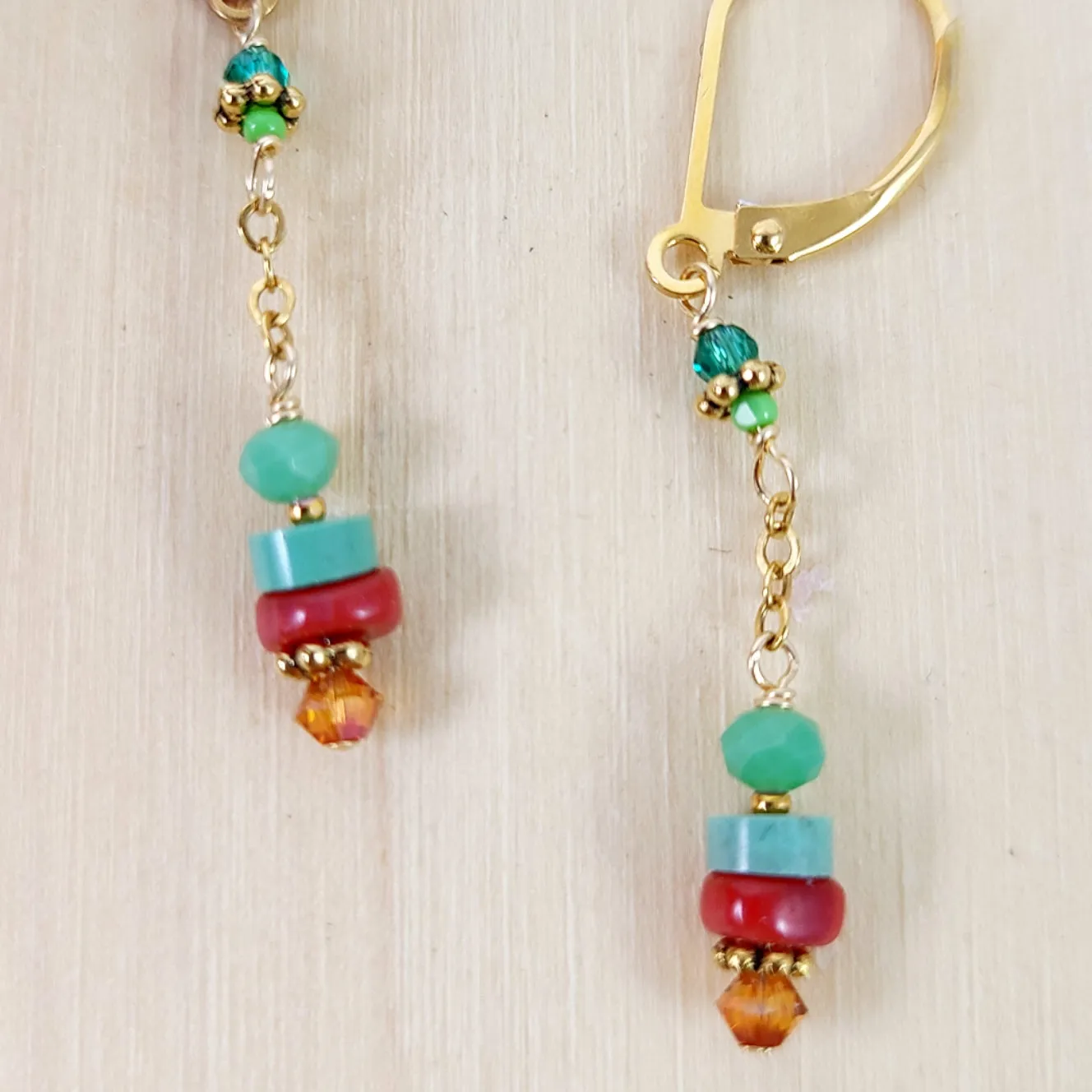 Turquoise and Coral Earrings