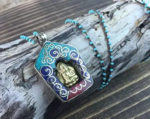 Turquoise Buddha Tibetan Altar Necklace