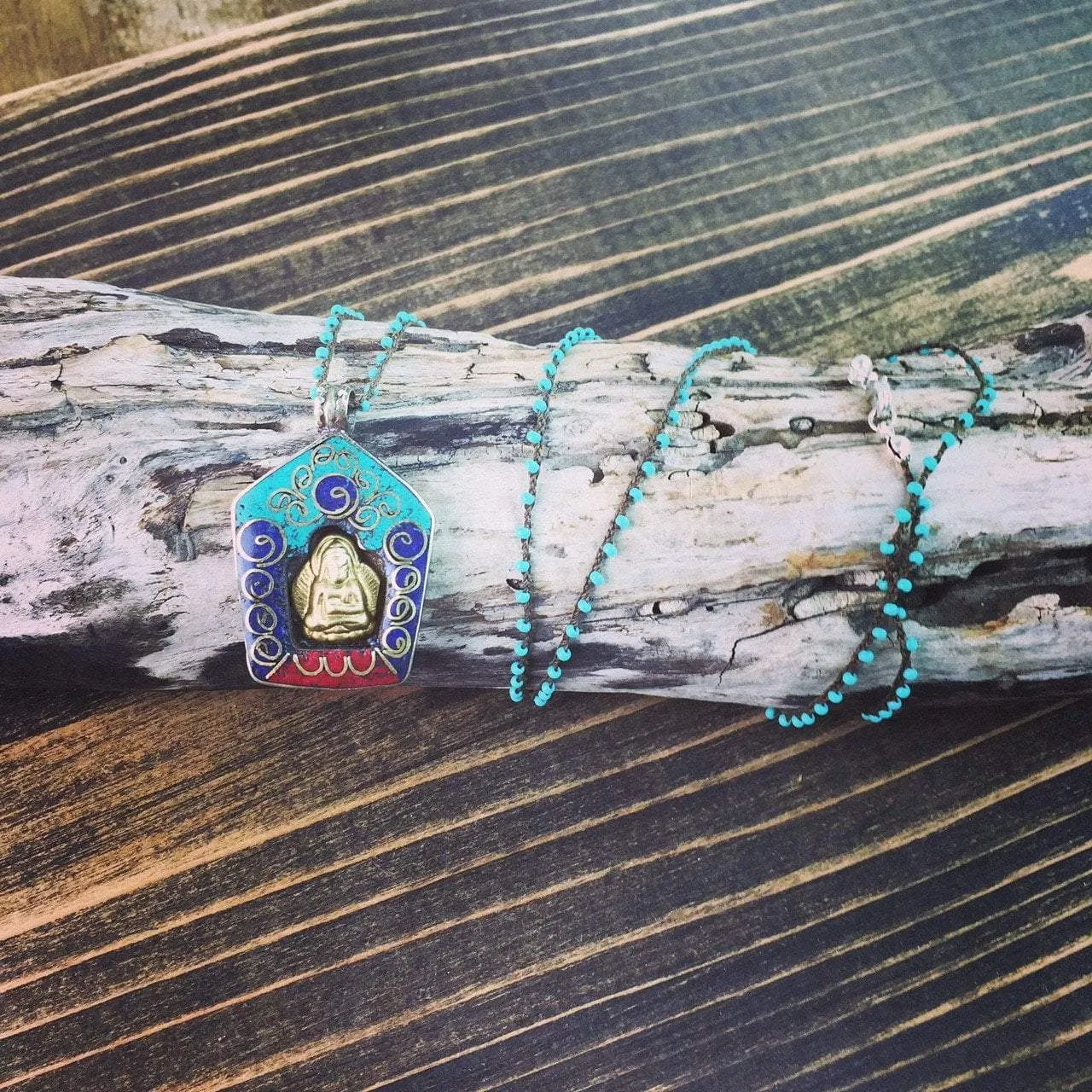 Turquoise Buddha Tibetan Altar Necklace