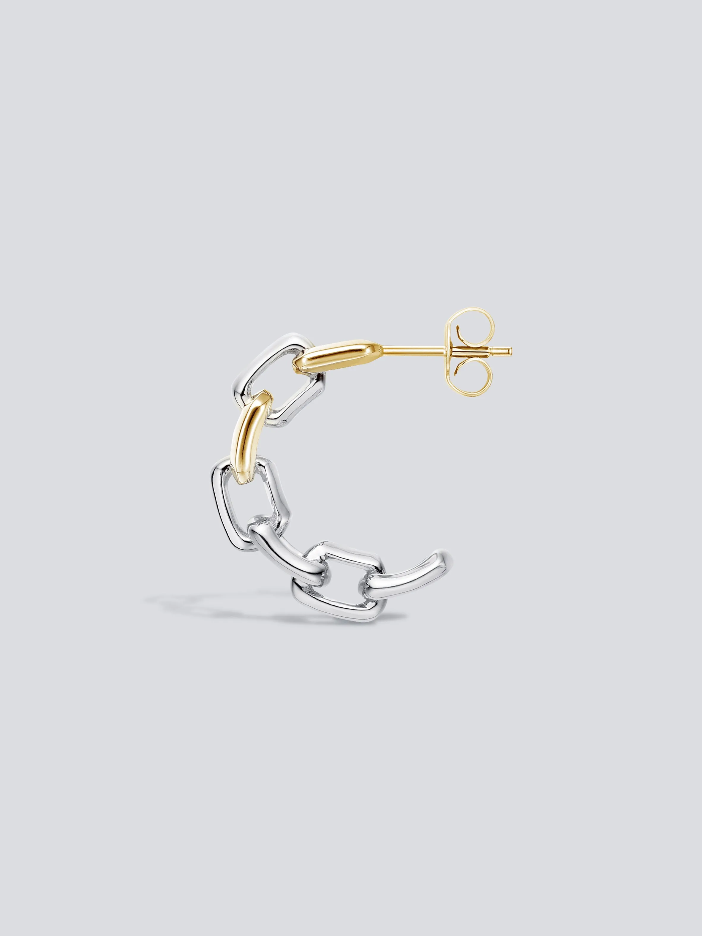Two Tone Gem Chain Link Hoop Earring