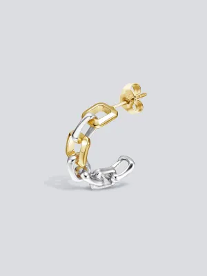 Two Tone Gem Chain Link Hoop Earring