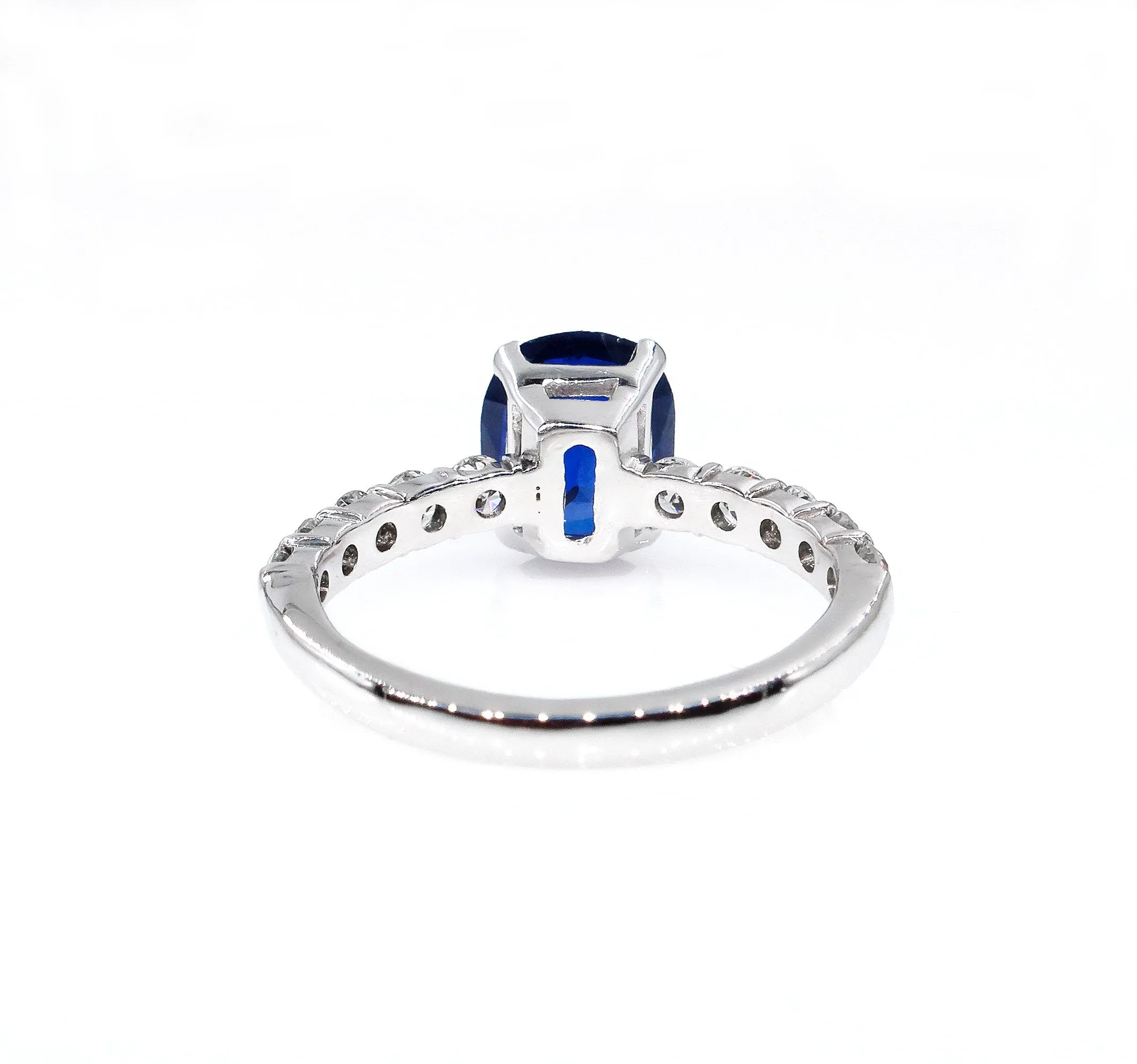 Vintage Estate GIA 2.82ct Synthetic SAPPHIRE Diamonds Engagement Wedding 18k Ring