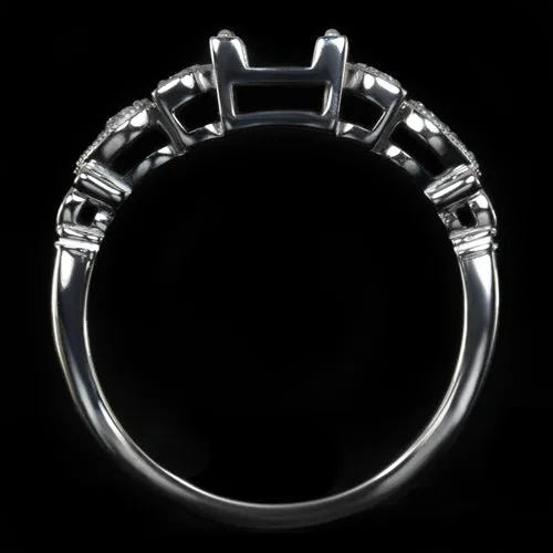 VINTAGE STYLE DIAMOND 14K ENGAGEMENT RING SETTING ART DECO ROUND CUSHION 6.5mm