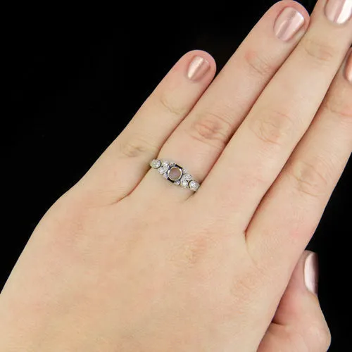 VINTAGE STYLE DIAMOND 14K ENGAGEMENT RING SETTING ART DECO ROUND CUSHION 6.5mm