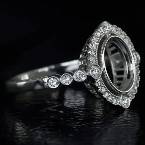 VINTAGE STYLE DIAMOND BEZEL 9x7 2ct OVAL MOUNT ENGAGEMENT RING SETTING HALO 14K