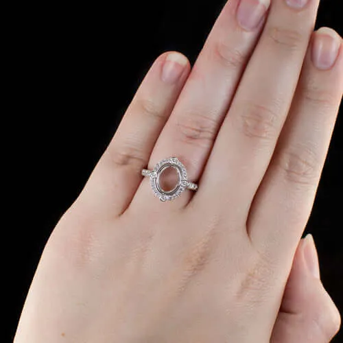 VINTAGE STYLE DIAMOND BEZEL 9x7 2ct OVAL MOUNT ENGAGEMENT RING SETTING HALO 14K