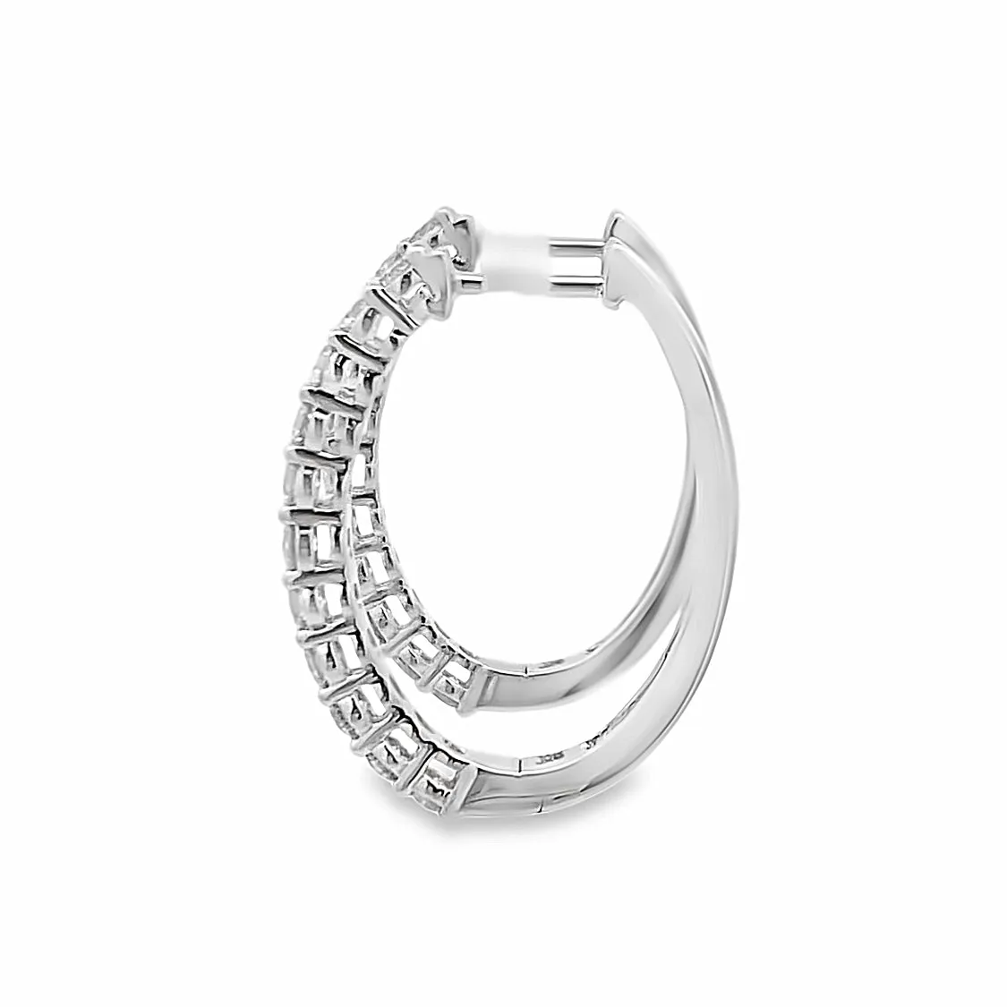 White Gold 1 CTW Diamond Hoop Earrings