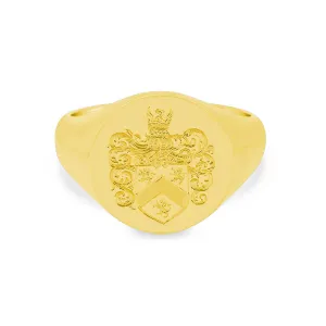 Women's Round Signet Ring - Extra Large - Hand Engraved Family Crest / Logo