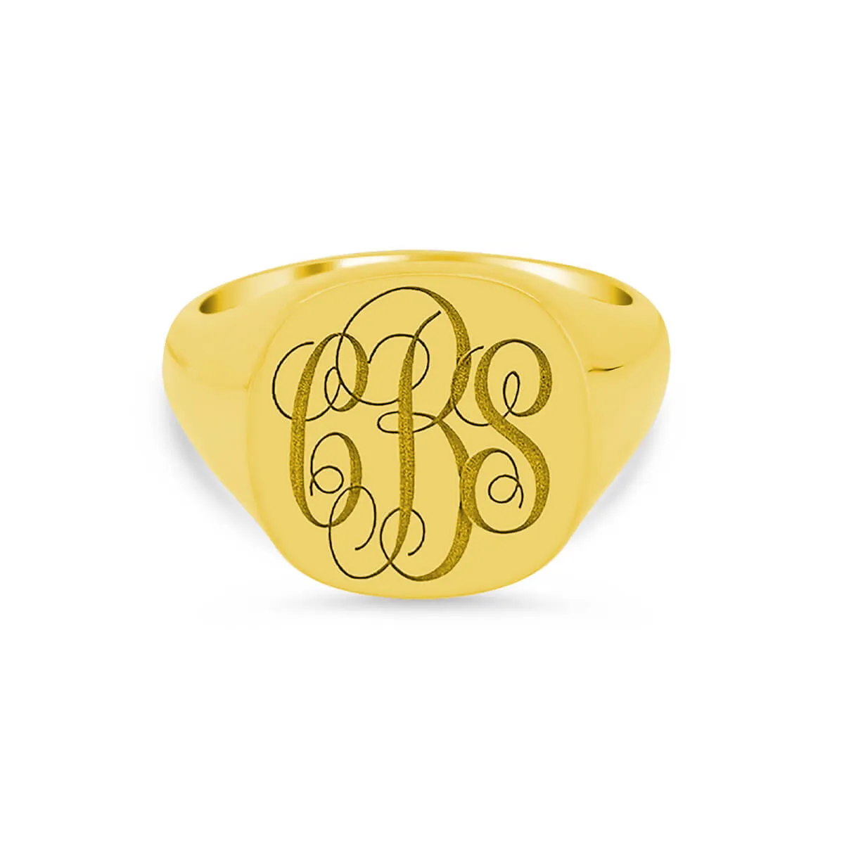 Women's Square Signet Ring - Extra Large - Laser Engraved Script Monogram