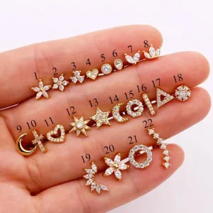 Zircon Cartilage Stud Earring: Elegant Helix Body Jewelry for Women