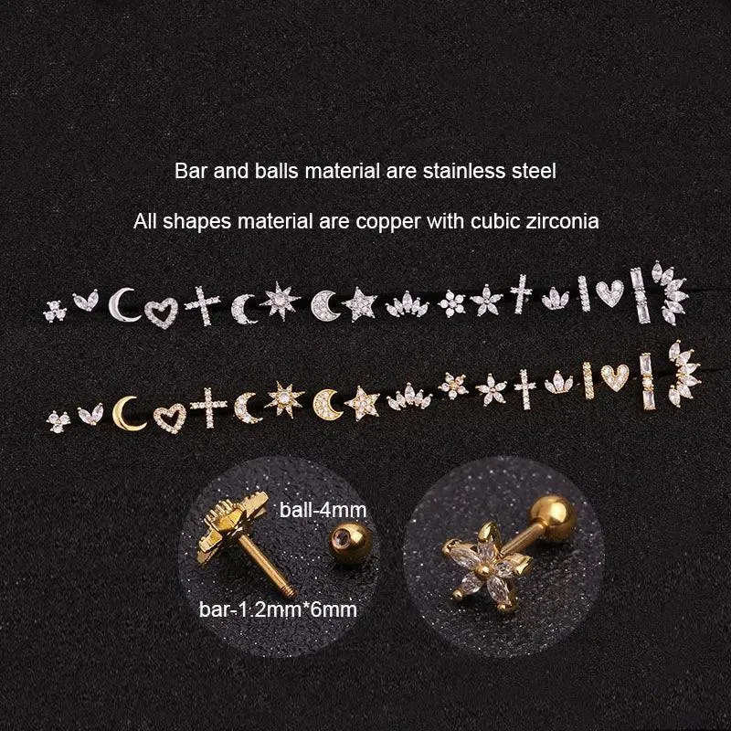 Zircon Cartilage Stud Earring: Elegant Helix Body Jewelry for Women